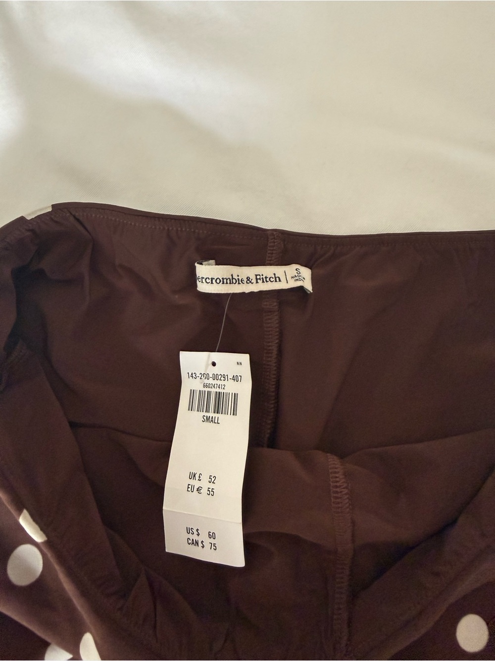 NWT Abercrombie & Fitch Brown Mini Skirt with White Polka Dots - Picture 5 of 5